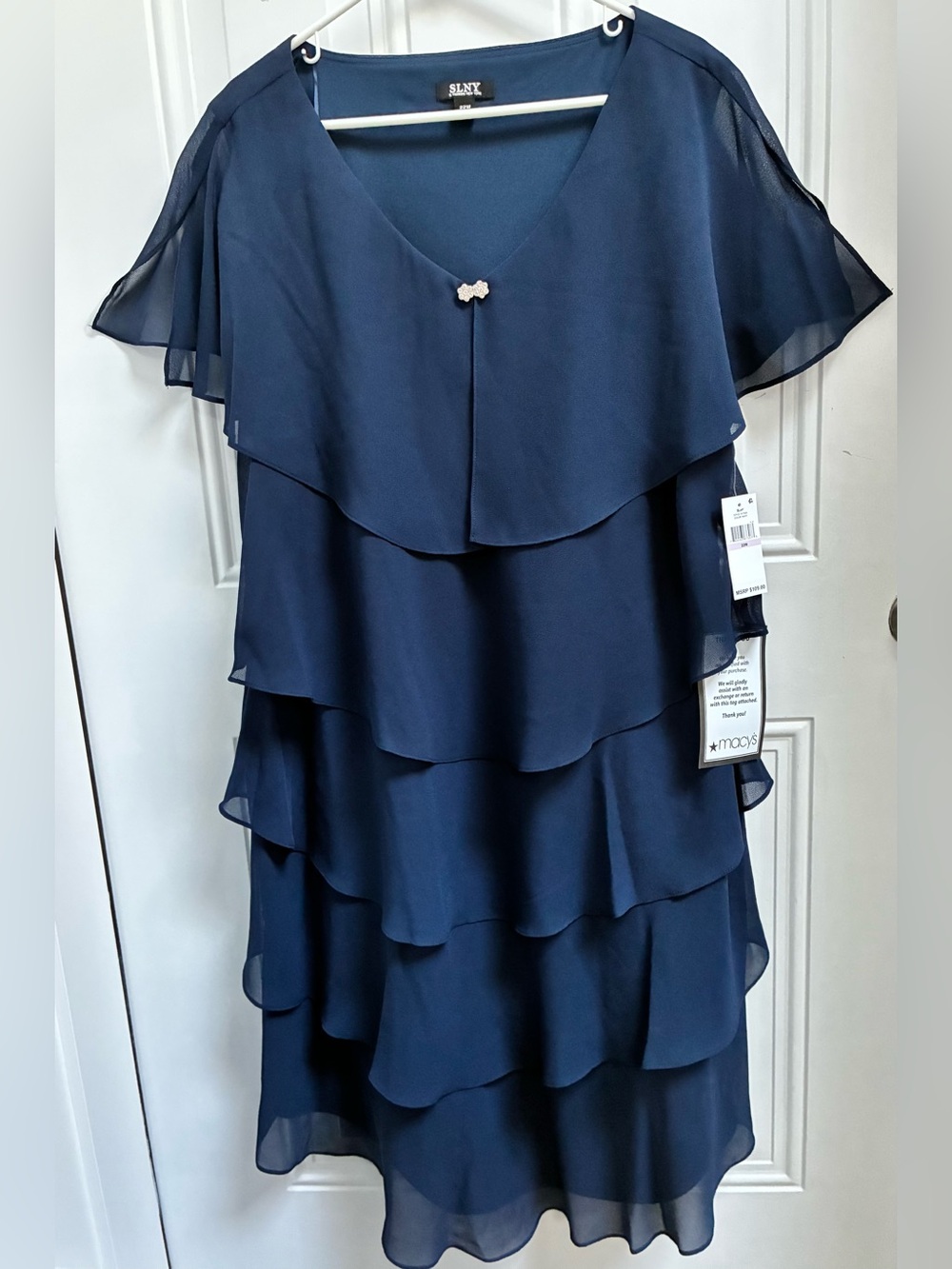 Women's Plus size Tiered Rhinestone Capelet Dress